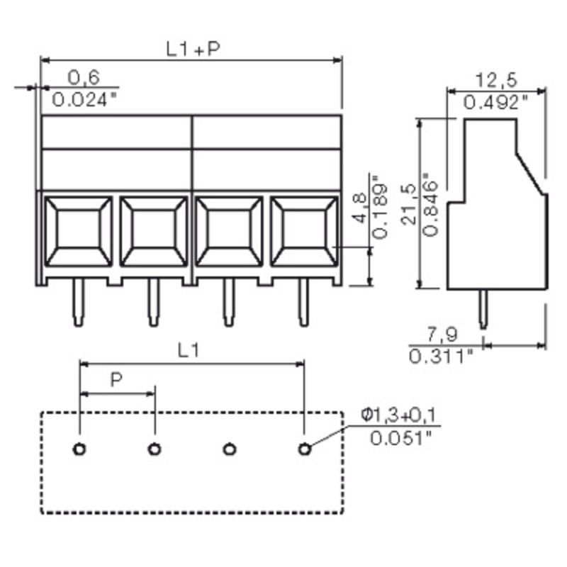 LL 9.52/04/90 5.0SN AGY BX 1848180000 Terminal Blocks (PCB Mount)