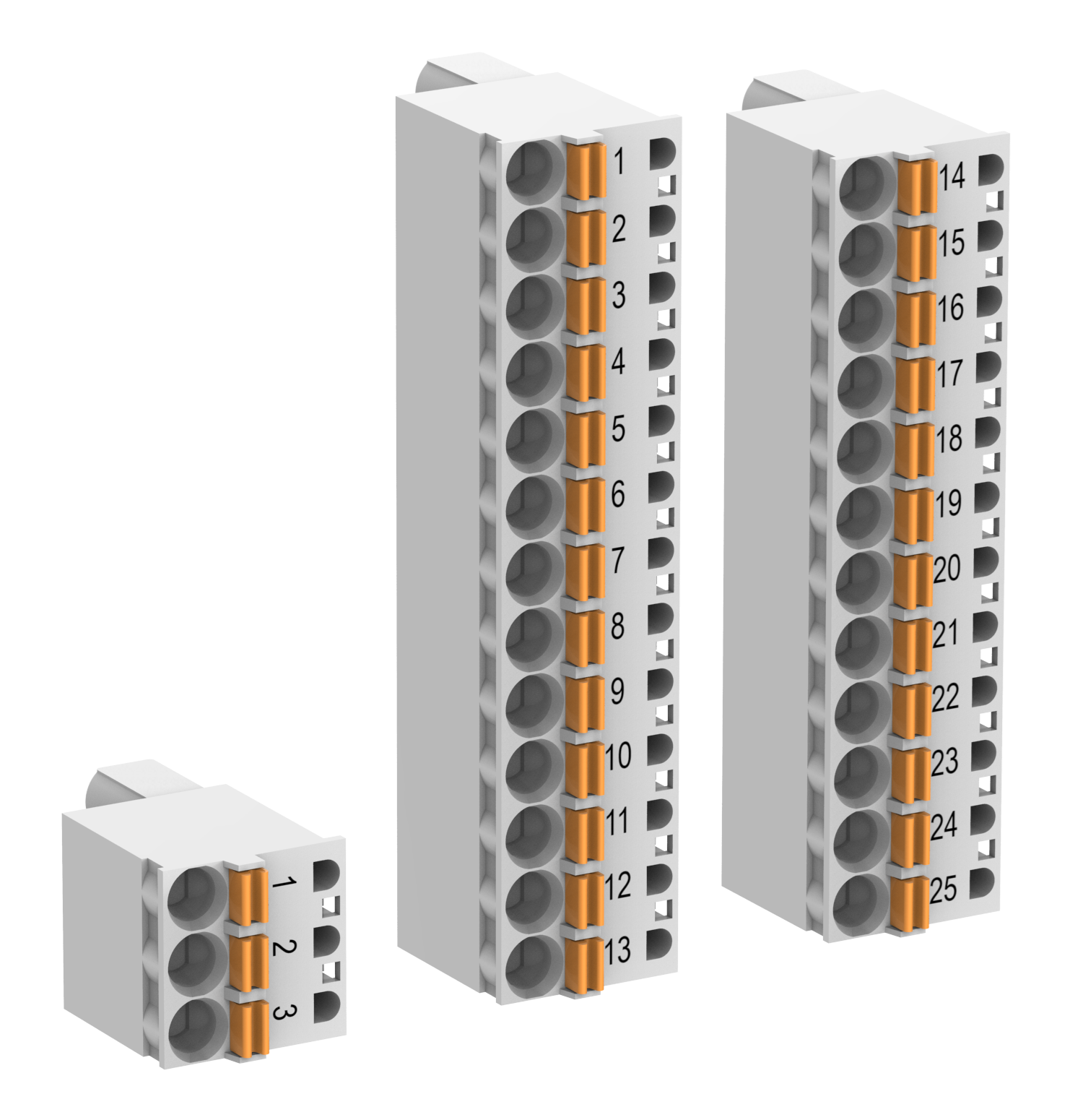 ABB TA5212-TSPF PM503x, PM505x and PM507x. Spring front / cable side. 1 Power supply, 2 I/O connectors — Circuit Breakers