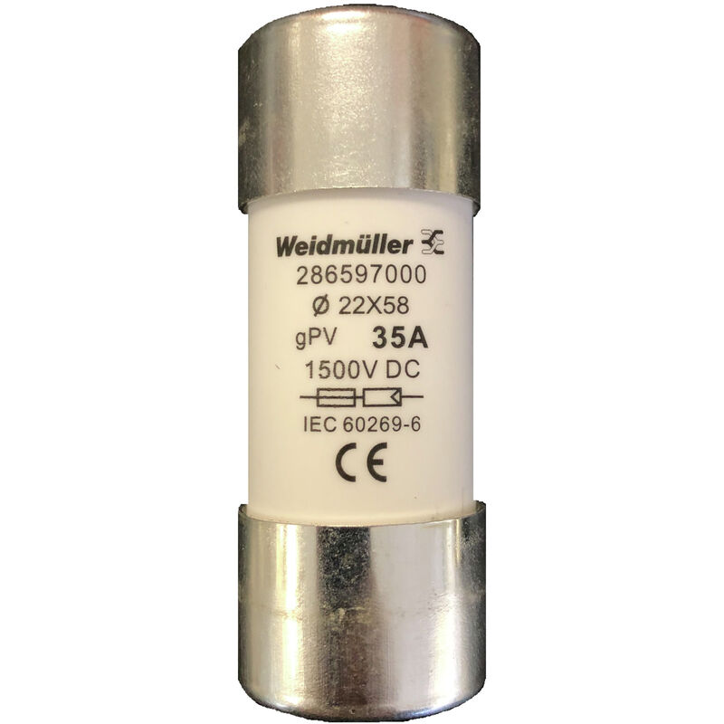 Weidmuller FUSE WSFL 22X58 35A 1K5V GPV 2865970000 Fuses & Fuse Holders
