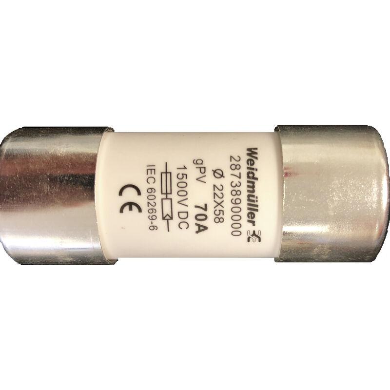 Weidmuller FUSE WSFL 22X58 70A 1K5V GPV 2873890000 Fuses & Fuse Holders
