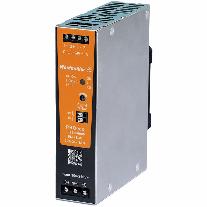 Weidmuller PRO ECO 72W 24V 3A II 3025560000 AC-DC Power Supplies (PCB Mount)