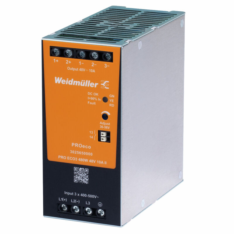 Weidmuller PRO ECO3 480W 48V 10A II 3025650000 AC-DC Power Supplies (PCB Mount)