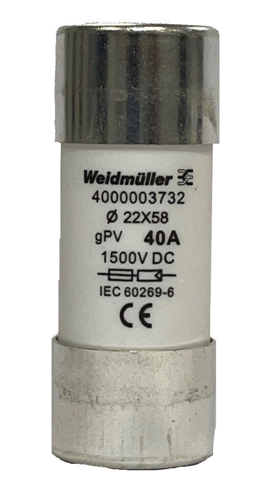 Weidmuller FUSE WSFL 22X58 40A 1K5V GPV 4000003732 Fuses & Fuse Holders
