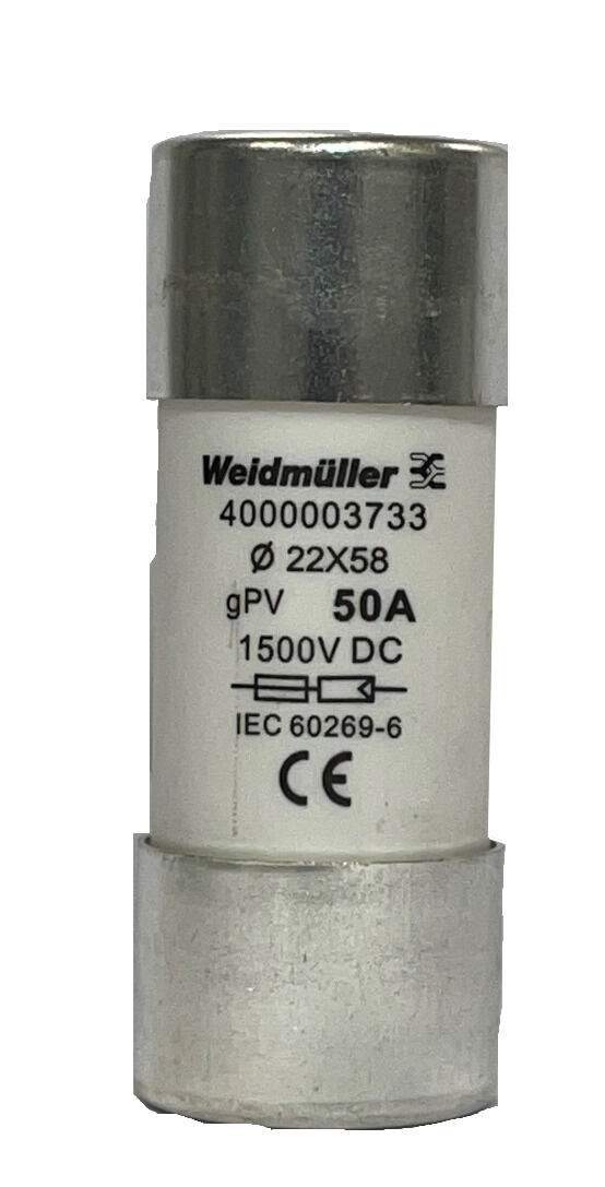 Weidmuller FUSE WSFL 22X58 50A 1K5V GPV 4000003733 Fuses & Fuse Holders