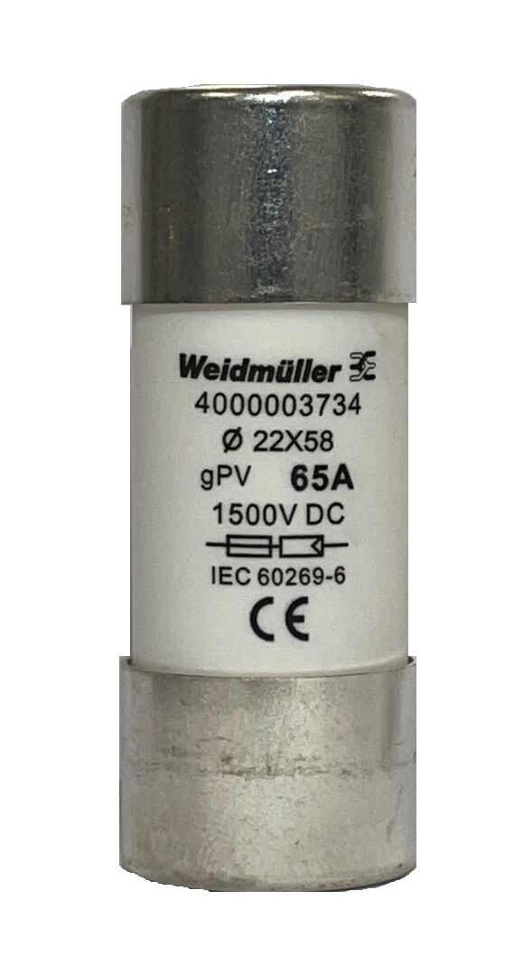 Weidmuller FUSE WSFL 22X58 65A 1K5V GPV 4000003734 Fuses & Fuse Holders