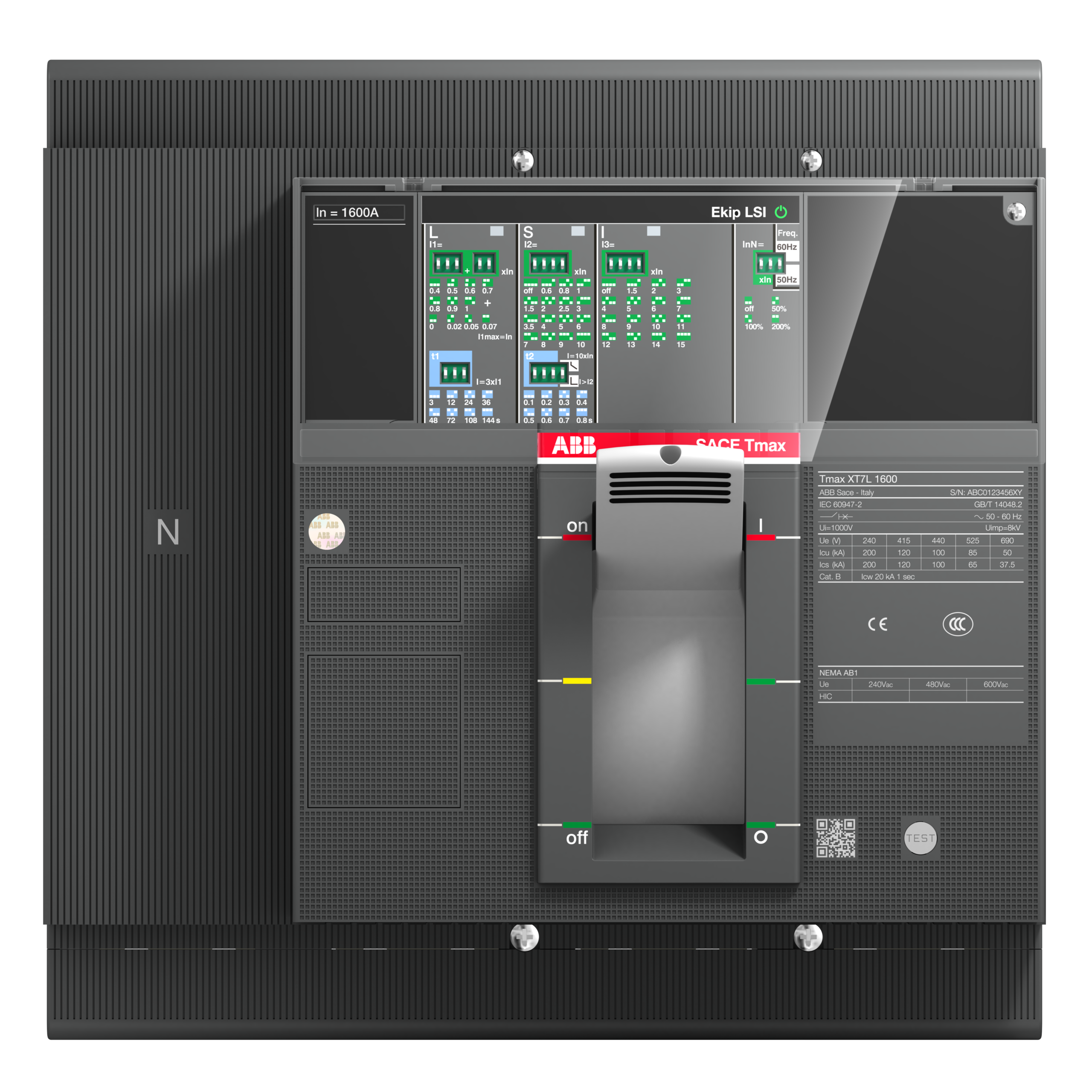 XT7S 1600 Ekip Dip LS/I In=1600A 4p F F 1SDA101117R1 Air Circuit Breakers